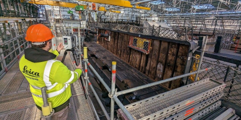 Work being done on the scaffold around HMS Victory